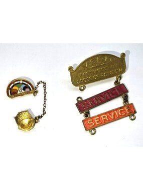 Vintage BFCL Masonic Rainbow Girl International Order Merit & Service Pins LI605
